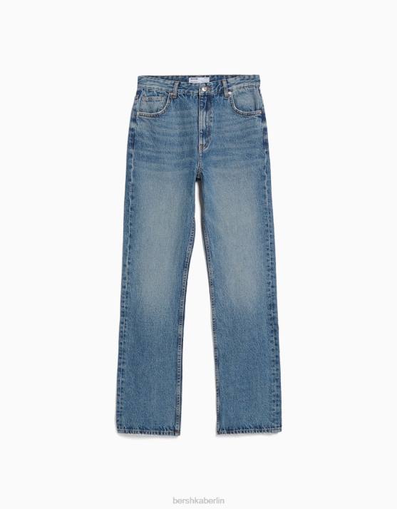 blau verwaschen Bershka unisex Gerade geschnittene Jeans H00J3944
