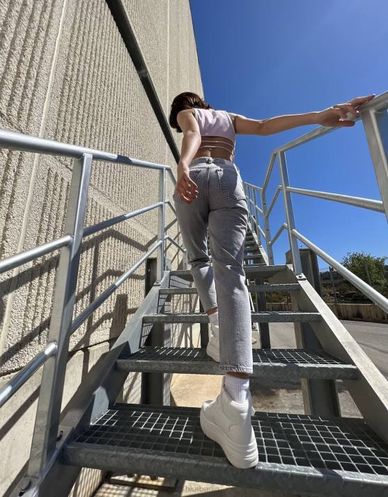 grau Bershka unisex Mom-Jeans H00J3937