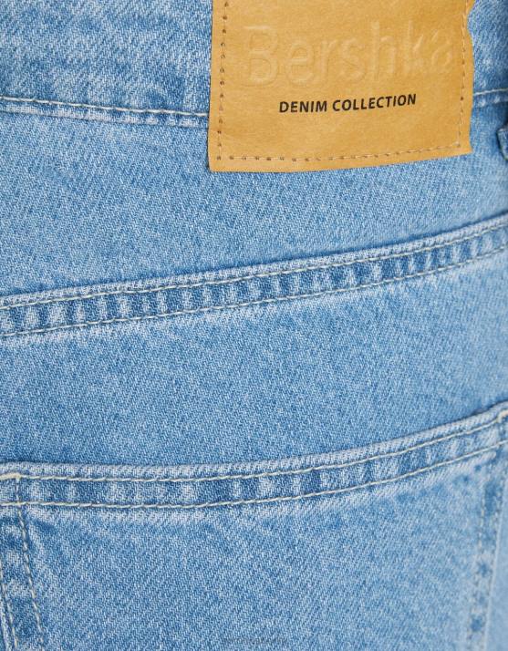 hellblau Bershka unisex Gerade geschnittene Cargo-Jeans H00J3911