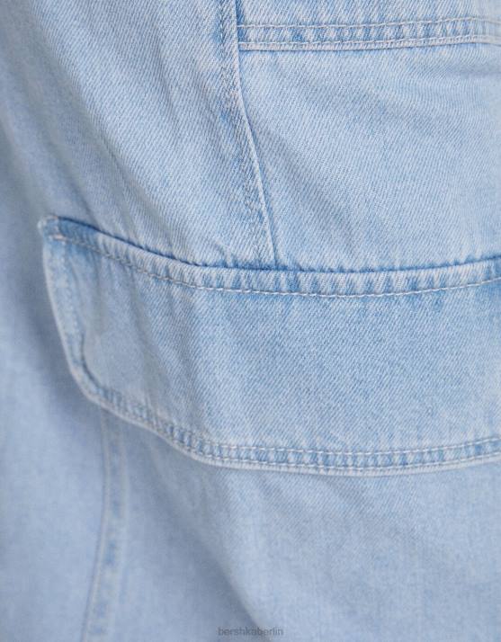 hellblau Bershka unisex Gerade geschnittene Cargo-Jeans H00J3990
