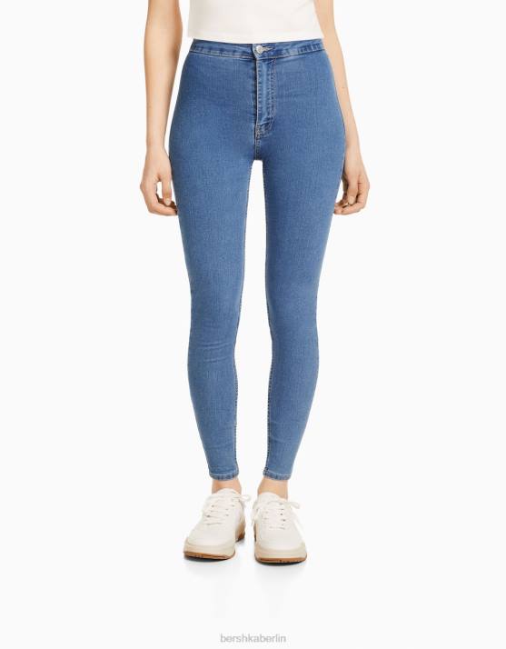 hellblau Bershka unisex Jeans-Leggings mit superhohem Bund H00J3935