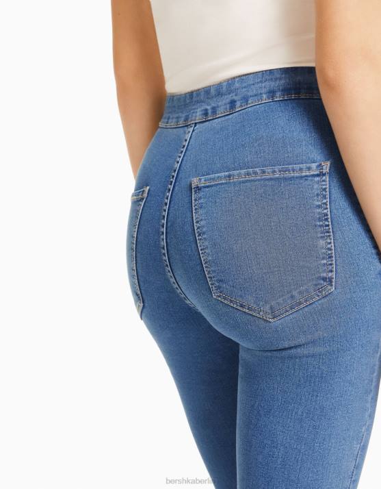 hellblau Bershka unisex Jeans-Leggings mit superhohem Bund H00J3935