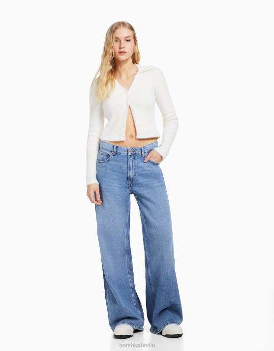 hellblau Bershka unisex Jeans mit weitem Bein H00J3980