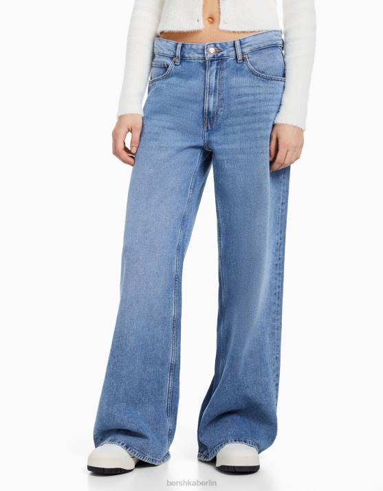 hellblau Bershka unisex Jeans mit weitem Bein H00J3980