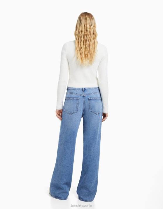 hellblau Bershka unisex Jeans mit weitem Bein H00J3980