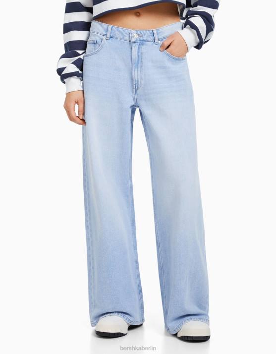 hellblau Bershka unisex Jeans mit weitem Bein H00J3982