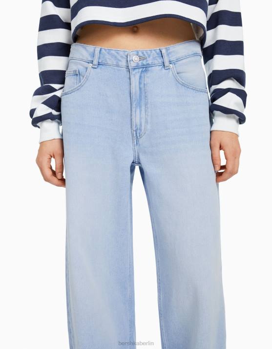 hellblau Bershka unisex Jeans mit weitem Bein H00J3982