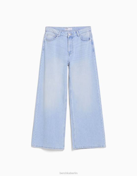 hellblau Bershka unisex Jeans mit weitem Bein H00J3982