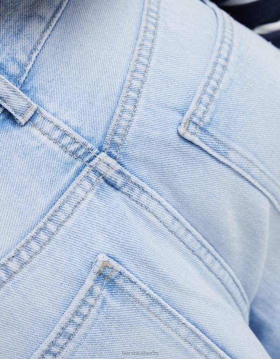 hellblau Bershka unisex Jeans mit weitem Bein H00J3982