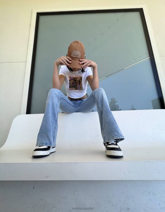 hellblau Bershka unisex Schlagjeans H00J3928