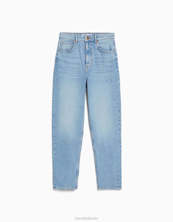 hellblau Bershka unisex Schmal geschnittene Mom-Jeans mit bequemer Passform H00J3920