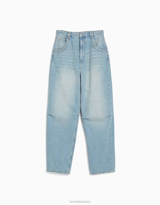 hellblau Bershka unisex Weite Ballon-Jeans H00J3917