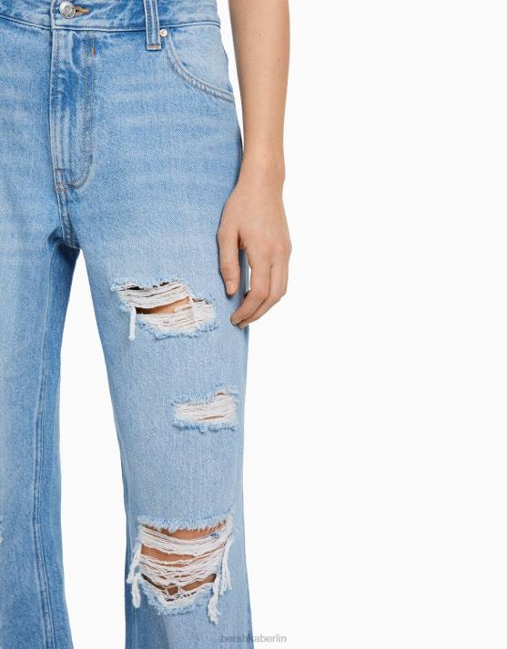 hellblau Bershka unisex Zerrissene 90er-Jahre-Jeans mit weitem Bein H00J3985