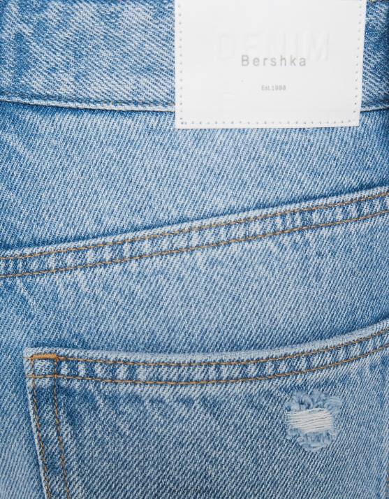 hellblau Bershka unisex Zerrissene 90er-Jahre-Jeans mit weitem Bein H00J3985