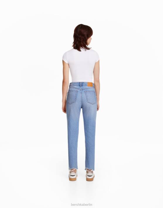 hellblau Bershka unisex Zerrissene Mom-Jeans H00J3950