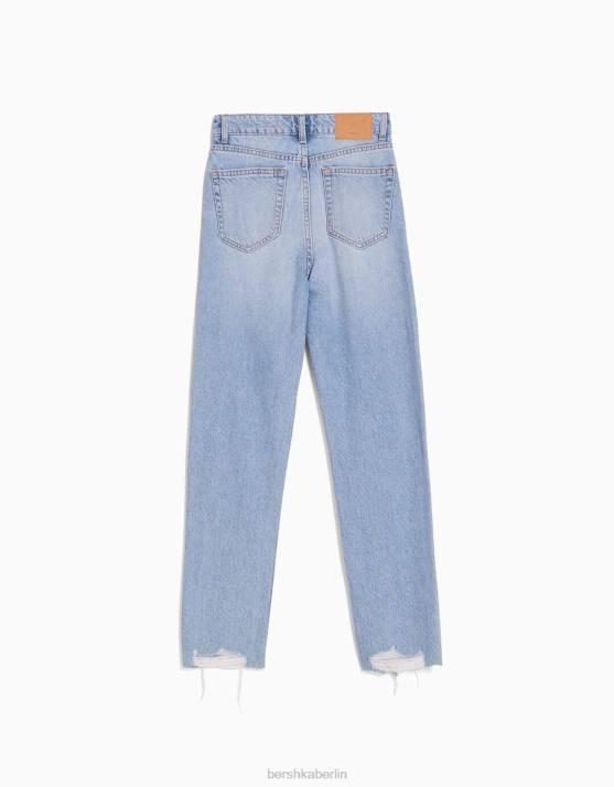 hellblau Bershka unisex Zerrissene Mom-Jeans H00J3950