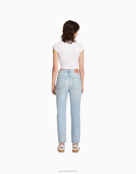 hellblau Bershka unisex Zerrissene Mom-Jeans H00J3984