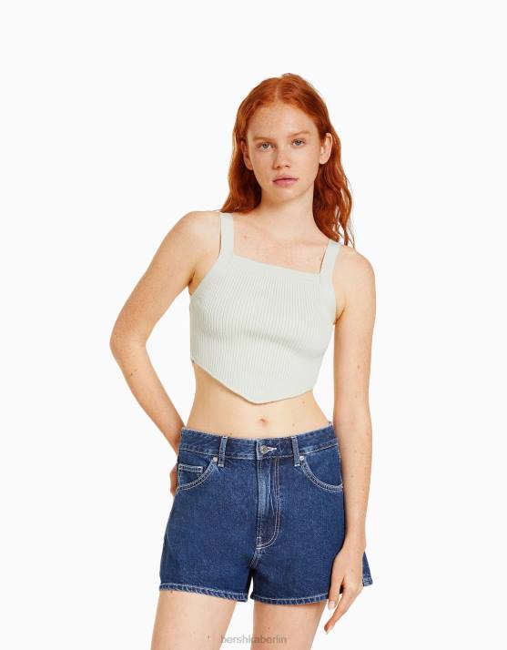 Blau Bershka unisex Mom-Fit-Jeansshorts H00J4019