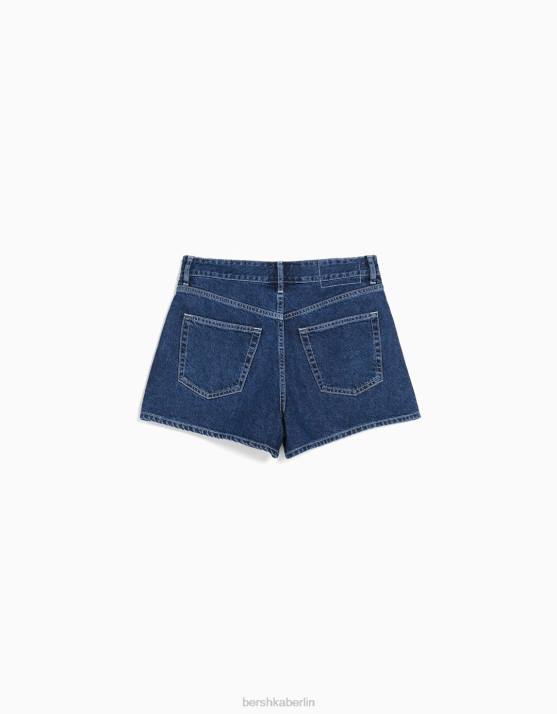 Blau Bershka unisex Mom-Fit-Jeansshorts H00J4019