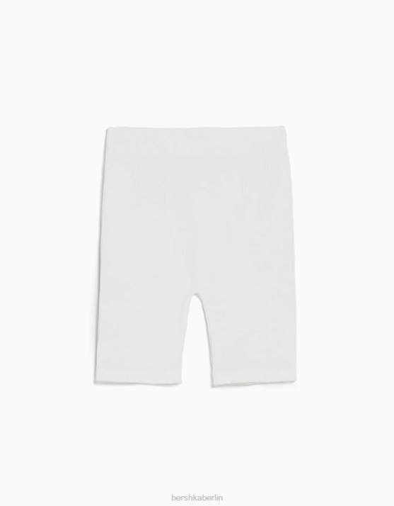 Creme Bershka unisex Nahtlose, gerippte Leggings-Shorts H00J4015