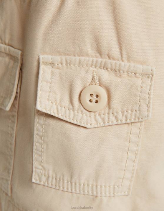 Sand Bershka unisex Multi-Cargo-Shorts aus Baumwolle H00J4039