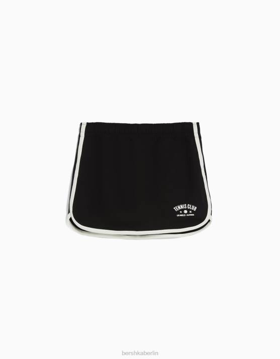 Schwarz Bershka unisex Bedruckter Plüsch-Skort H00J4058