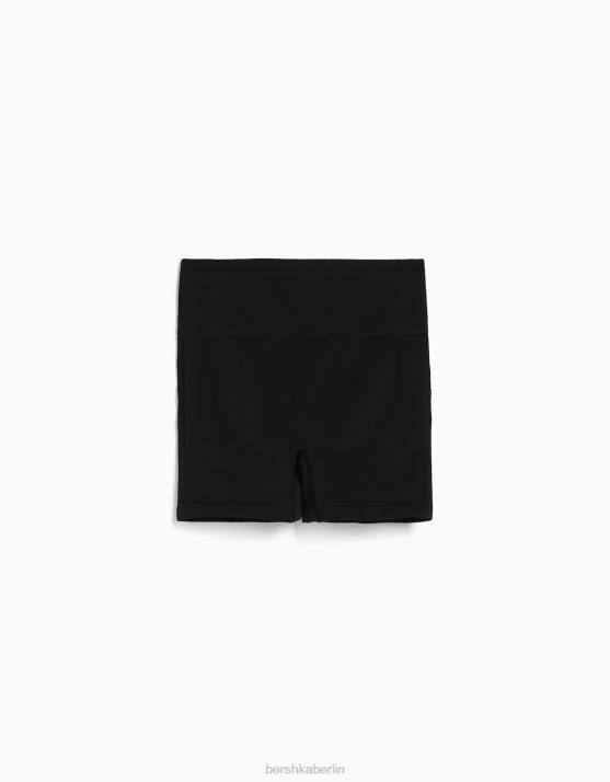 Schwarz Bershka unisex Nahtlose Push-Up-Legging-Shorts H00J4011
