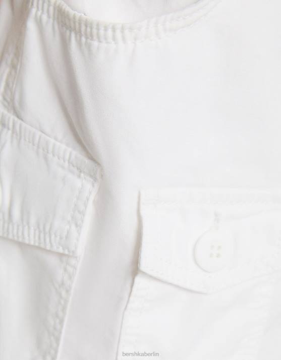 Weiss Bershka unisex Multi-Cargo-Shorts aus Baumwolle H00J4042