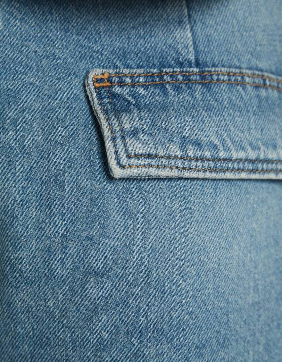 blau verwaschen Bershka unisex Denim-Cargo-Shorts H00J4009