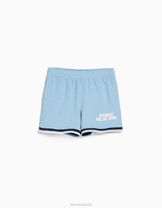 hellblau Bershka unisex Bedruckte Plüschshorts mit Besatz H00J4060