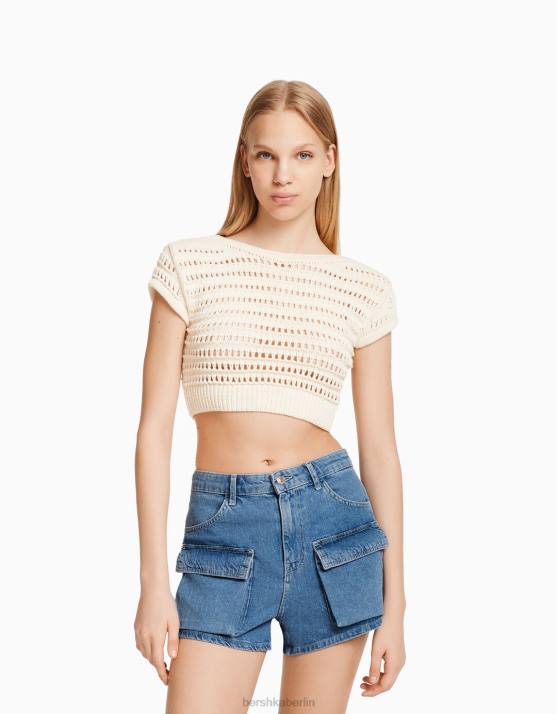 hellblau Bershka unisex Denim-Cargo-Shorts H00J4006