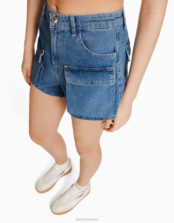 hellblau Bershka unisex Denim-Cargo-Shorts H00J4006