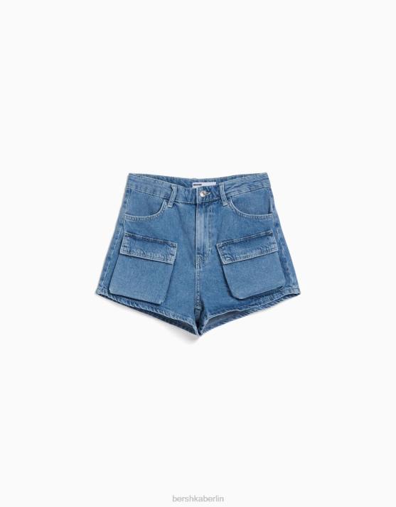 hellblau Bershka unisex Denim-Cargo-Shorts H00J4006