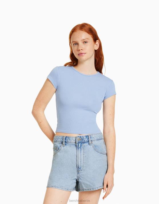 hellblau Bershka unisex Mom-Fit-Jeansshorts H00J4017