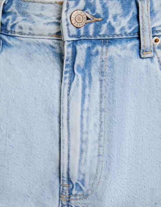 hellblau Bershka unisex Mom-Fit-Jeansshorts H00J4017
