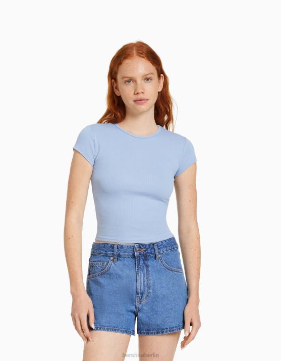 hellblau Bershka unisex Mom-Fit-Jeansshorts H00J4018
