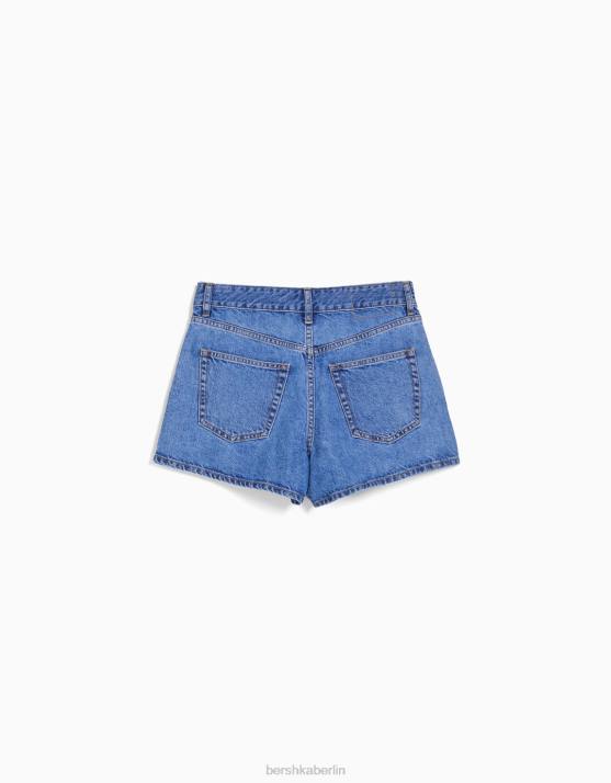 hellblau Bershka unisex Mom-Fit-Jeansshorts H00J4018