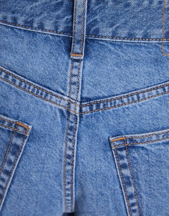 hellblau Bershka unisex Mom-Fit-Jeansshorts H00J4018