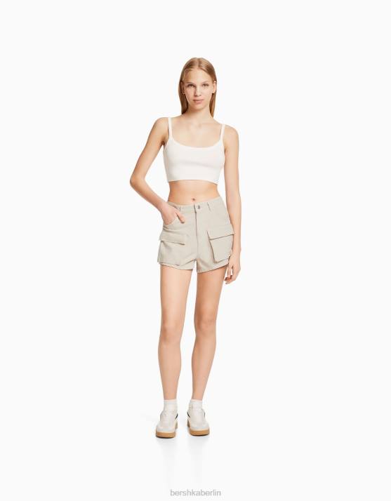 nicht-gerade weiss Bershka unisex Denim-Cargo-Shorts H00J4008