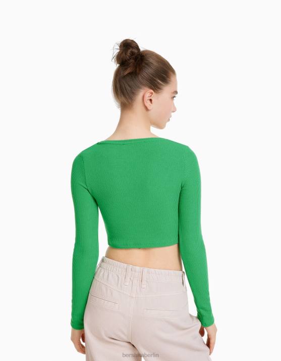 Grün Bershka unisex Strickjacke mit Knöpfen H00J4142