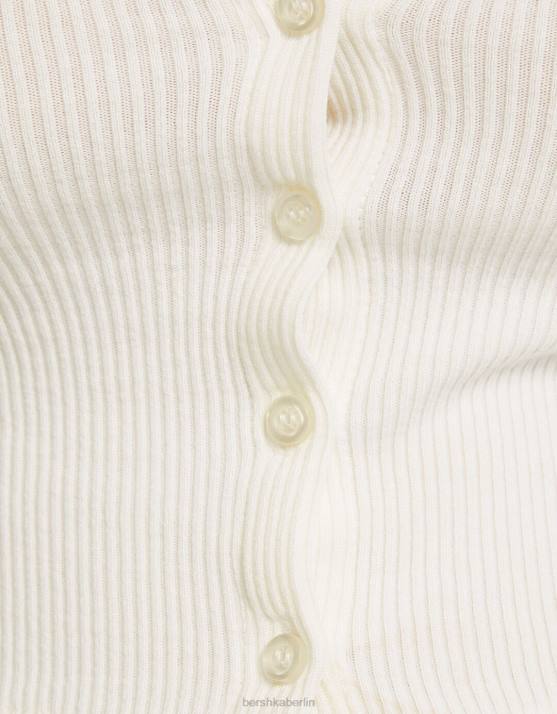 Weiss Bershka unisex Strickjacke mit Knöpfen H00J4141