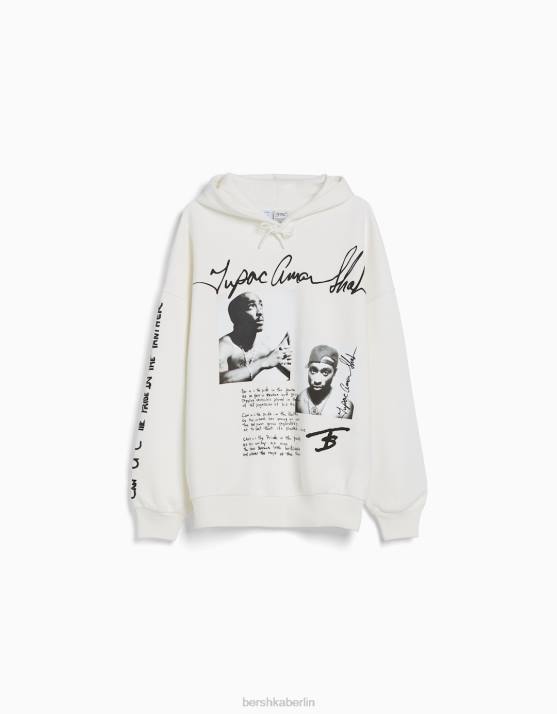 nicht-gerade weiss Bershka unisex Tupac-Hoodie H00J4125