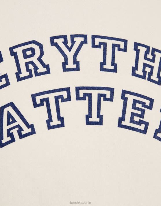 Creme Bershka unisex Übergroßes bedrucktes Sweatshirt H00J4118