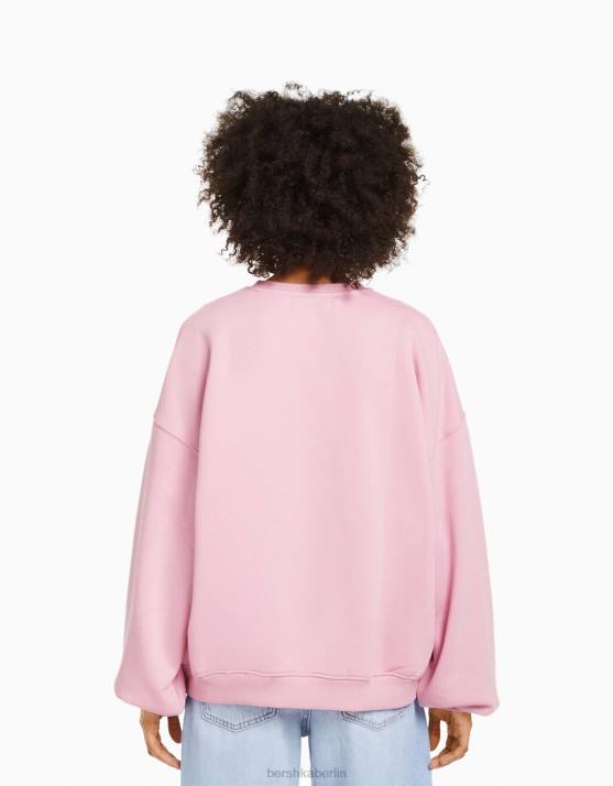 Rosa Bershka unisex Übergroßes bedrucktes Sweatshirt H00J4116