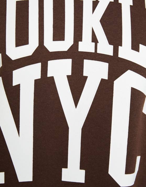 braun Bershka unisex Übergroßes bedrucktes Sweatshirt H00J4139