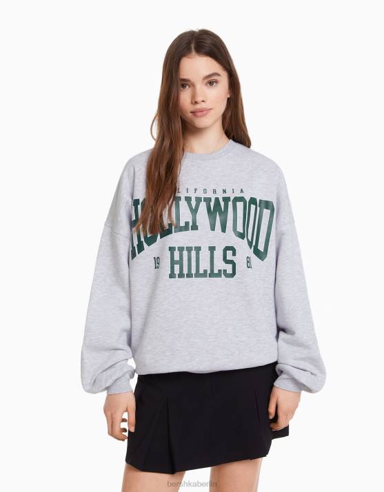 grau Bershka unisex Übergroßes bedrucktes Sweatshirt H00J4137