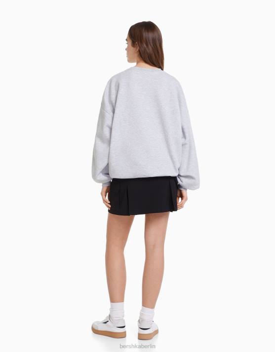 grau Bershka unisex Übergroßes bedrucktes Sweatshirt H00J4137