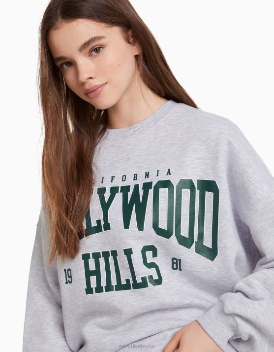 grau Bershka unisex Übergroßes bedrucktes Sweatshirt H00J4137