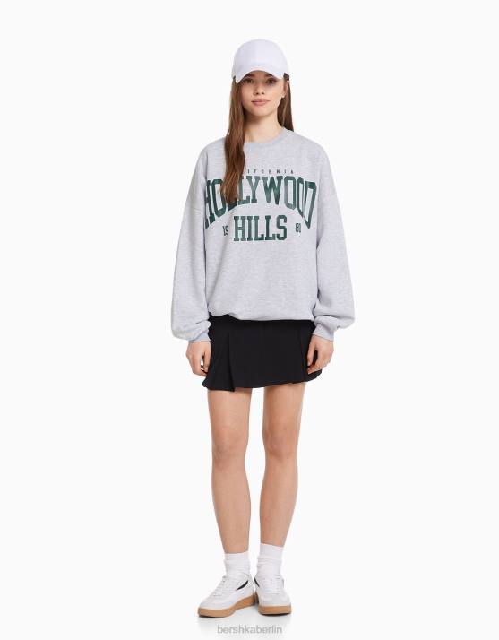 grau Bershka unisex Übergroßes bedrucktes Sweatshirt H00J4137