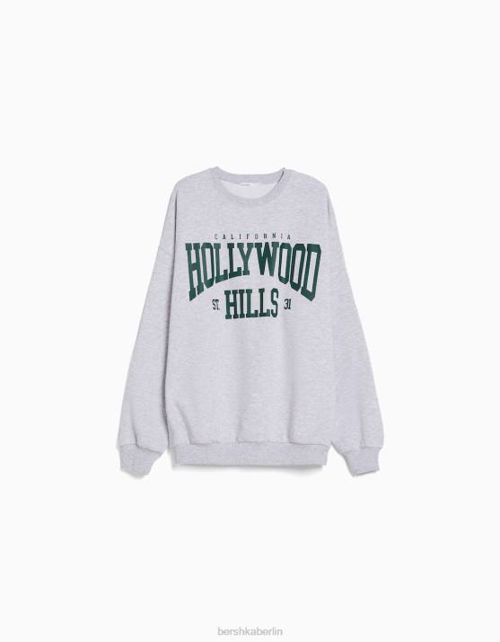 grau Bershka unisex Übergroßes bedrucktes Sweatshirt H00J4137